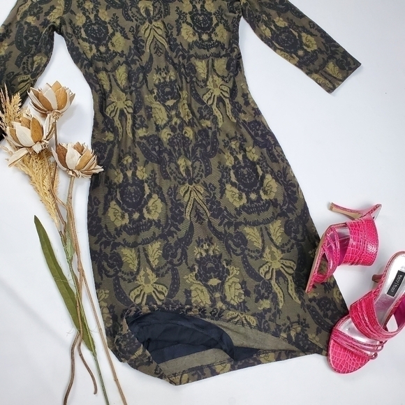 Pea in the Pod Green Black art Deco Dress Med - Picture 5 of 11